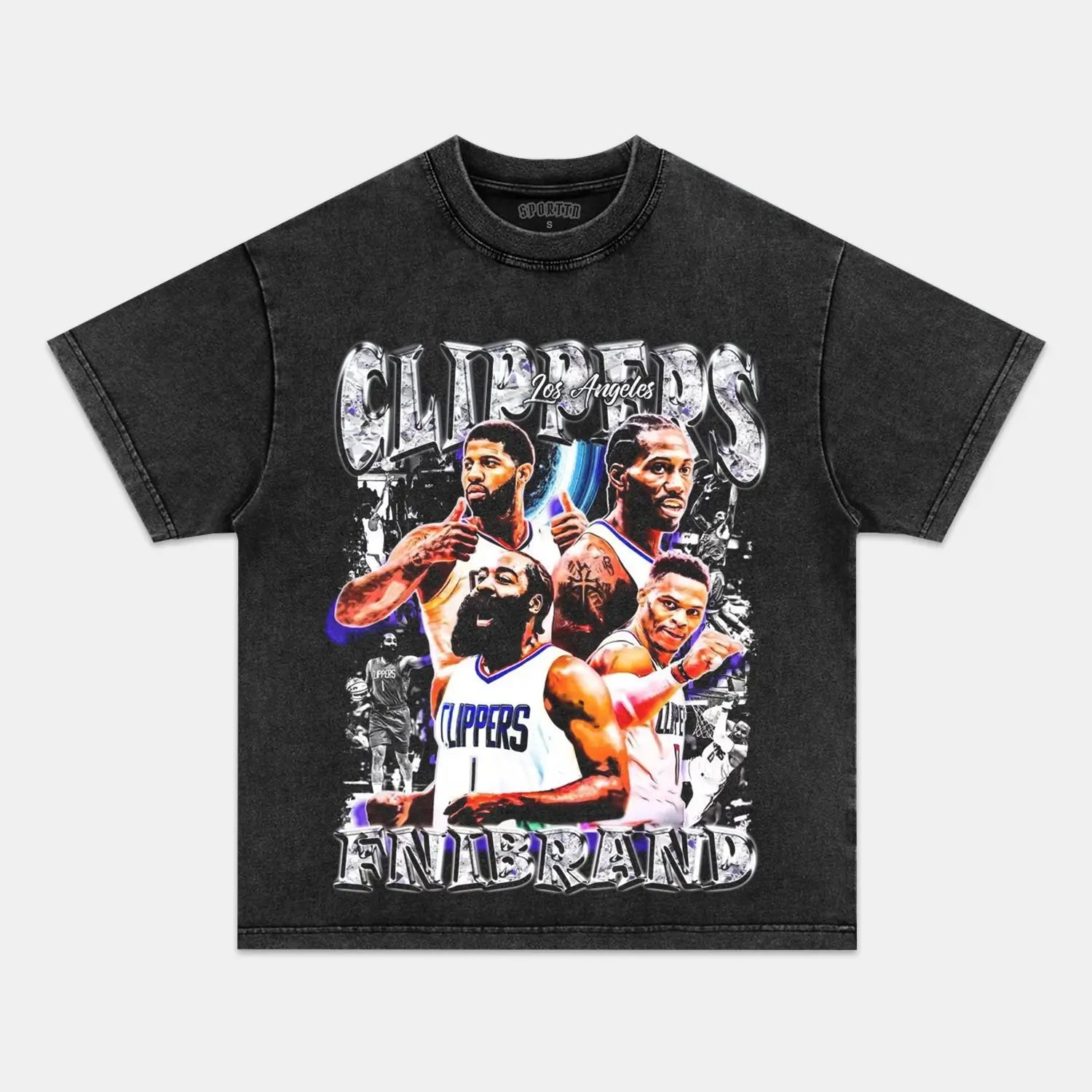Unisex-Adult Ultra Cotton Washed T-Shirt Graphic LOS ANGELES CLIPPERS VINTAGE TEE 