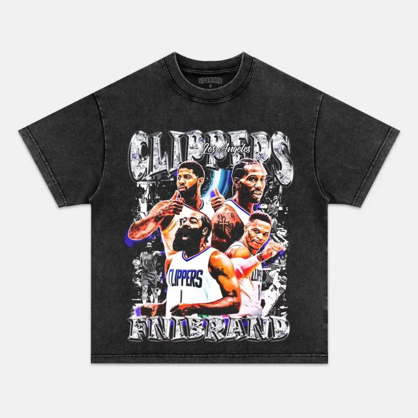 Unisex-Adult Ultra Cotton Washed T-Shirt Graphic LOS ANGELES CLIPPERS 