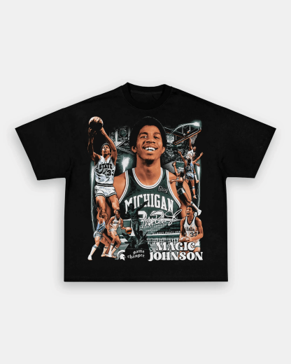 Unisex-Adult Ultra Cotton Washed T-Shirt Graphic MAGIC JOHNSON - MICHIGAN TEE