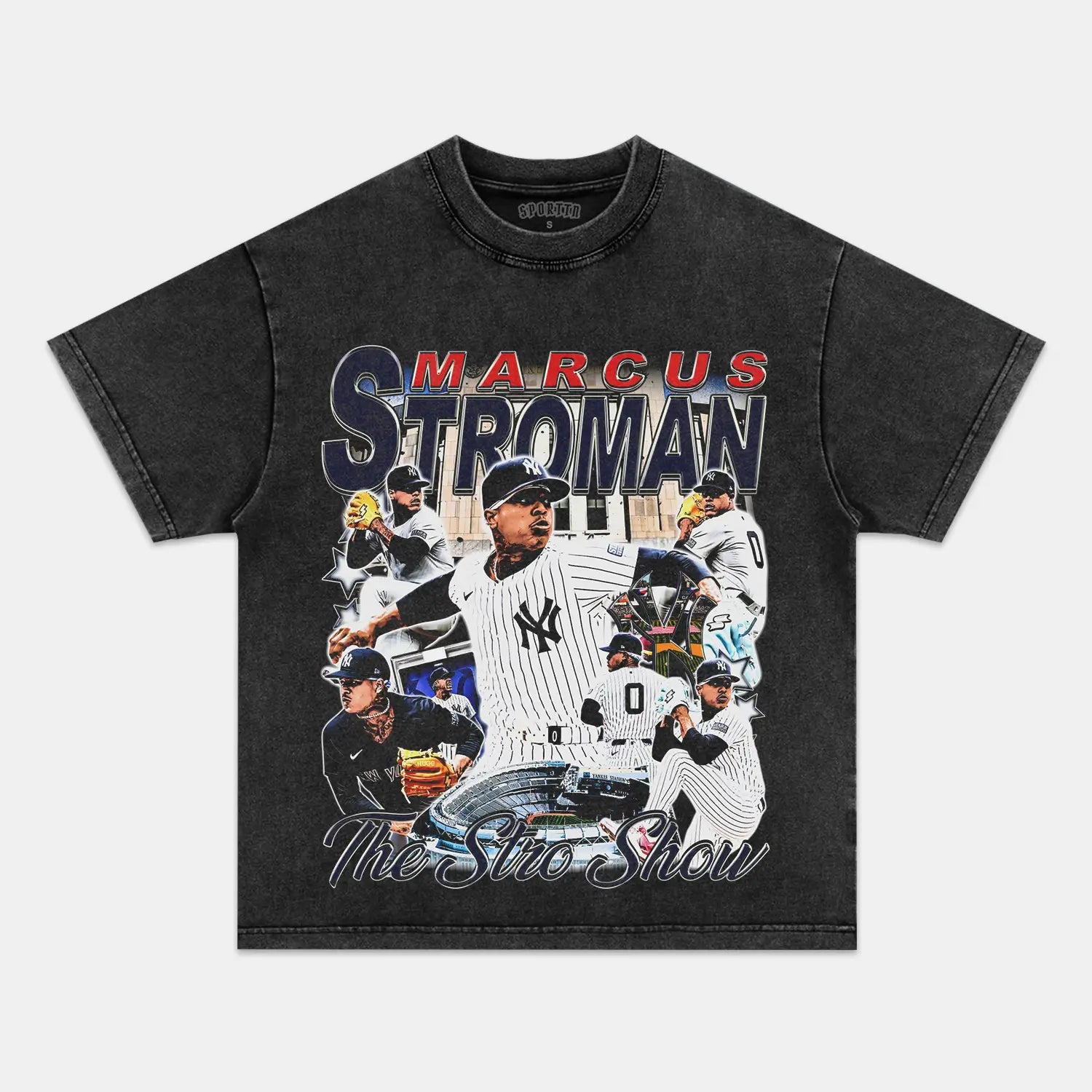 Unisex-Adult Ultra Cotton Washed T-Shirt Graphic MARCUS STROMAN - YANKEES TEE 