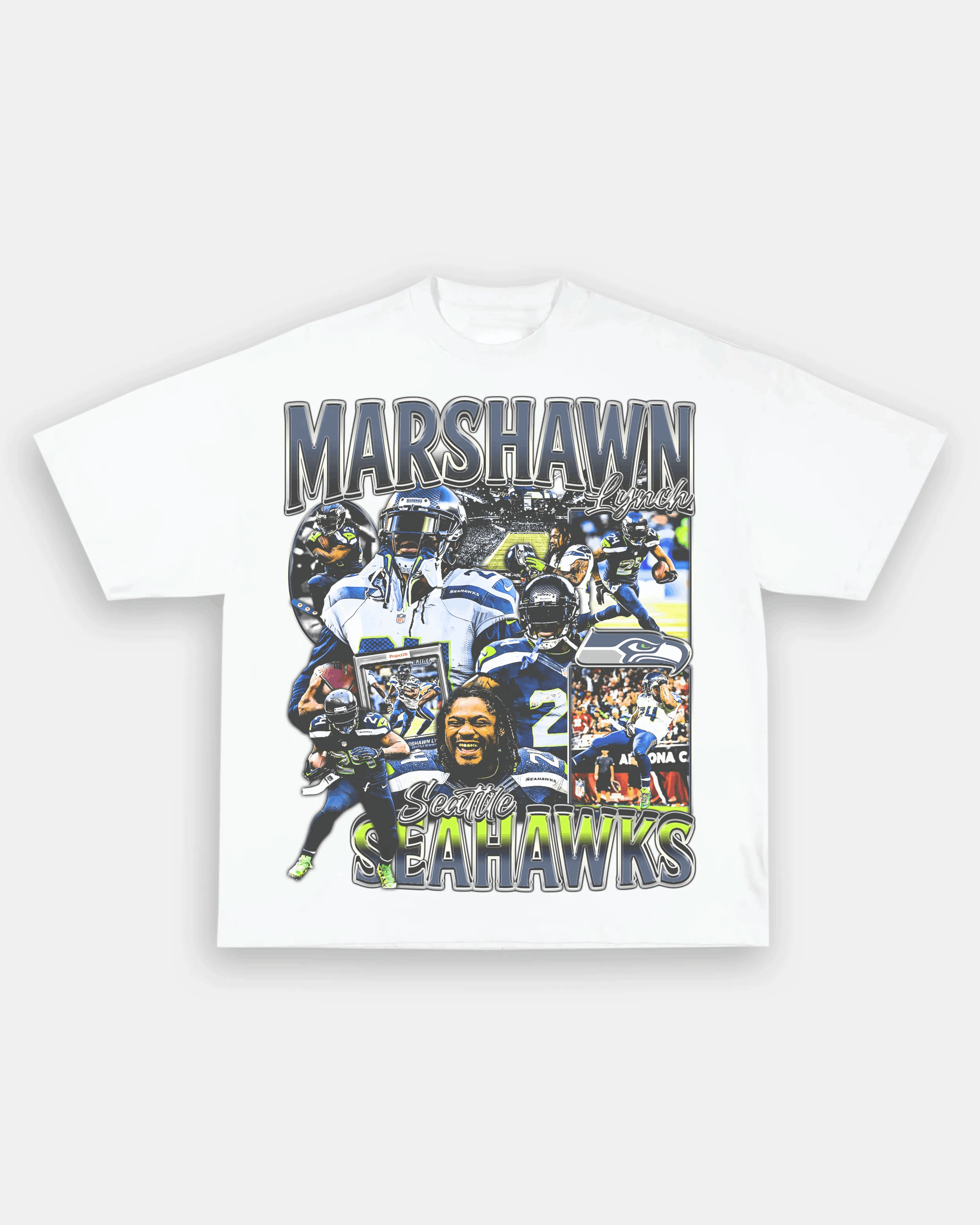 Unisex-Adult Ultra Cotton Washed T-Shirt Graphic MARSHAWN LYNCH TEE