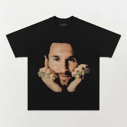 Unisex-Adult Ultra Cotton Washed T-Shirt Graphic MESSI TEE 