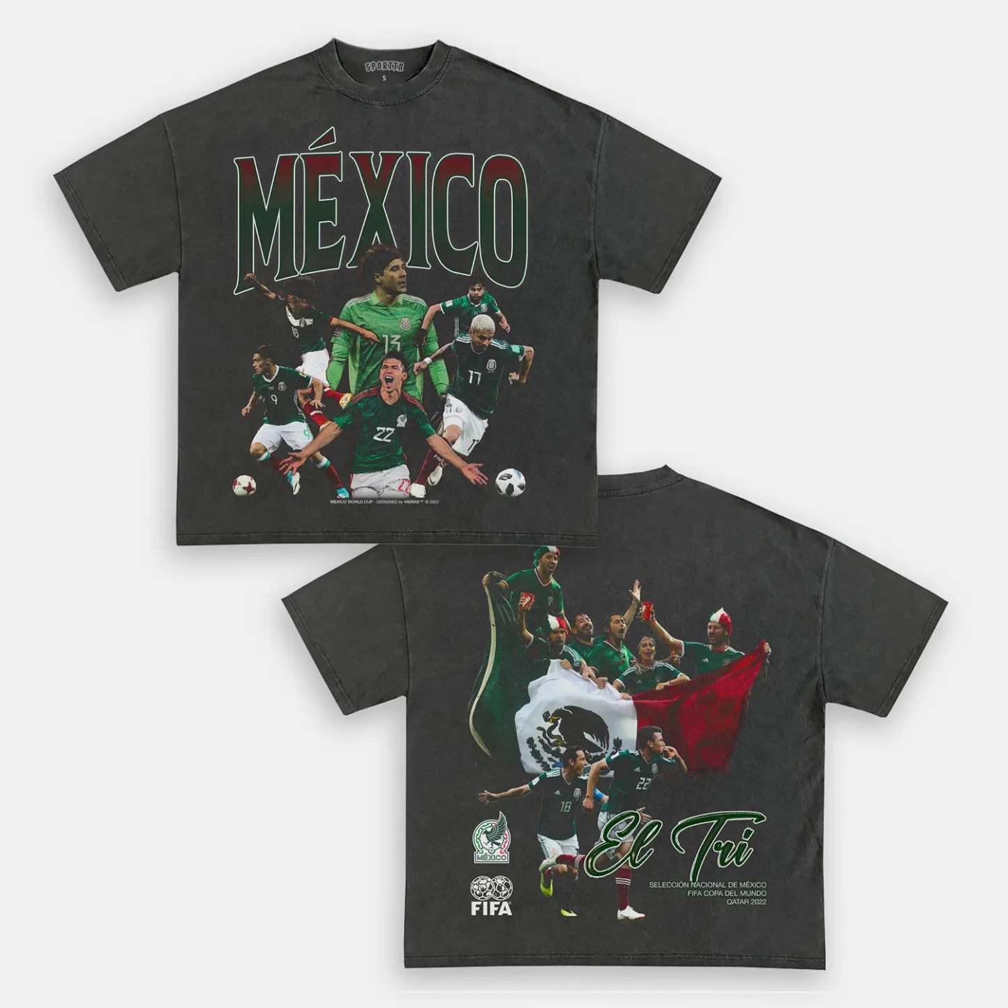 Unisex-Adult Ultra Cotton Washed T-Shirt Graphic MEXICO WORLD CUP TEE 