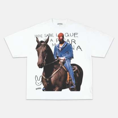 Unisex-Adult Ultra Cotton Washed T-Shirt Graphic  BAD BUNNY NADIE SABE V2 TEE 