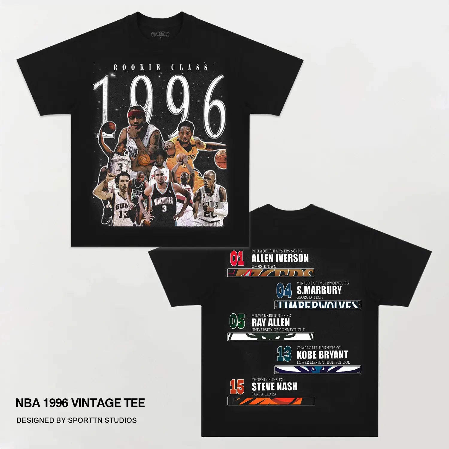 Unisex-Adult Ultra Cotton Washed T-Shirt Graphic NBA 1996 VINTAGE TEE 