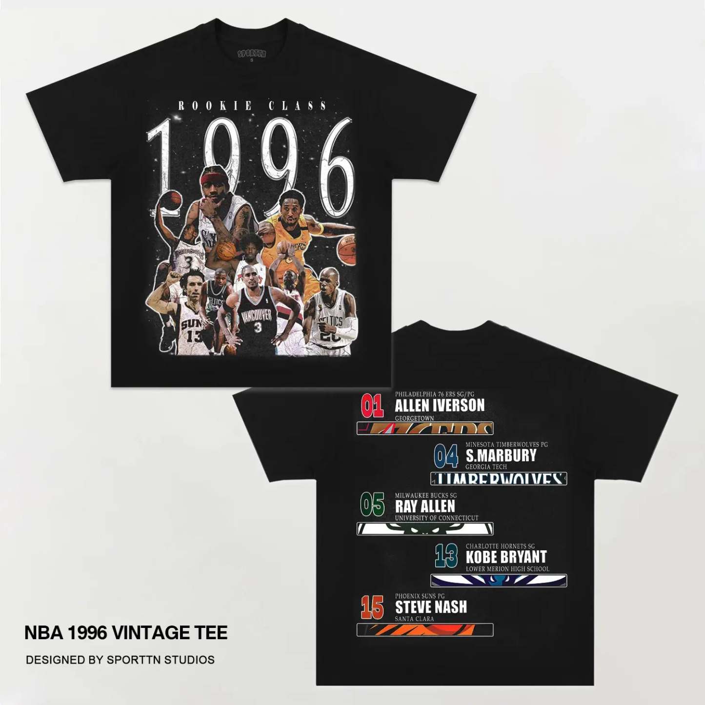 Unisex-Adult Ultra Cotton Washed T-Shirt Graphic NBA 1996 VINTAGE TEE 