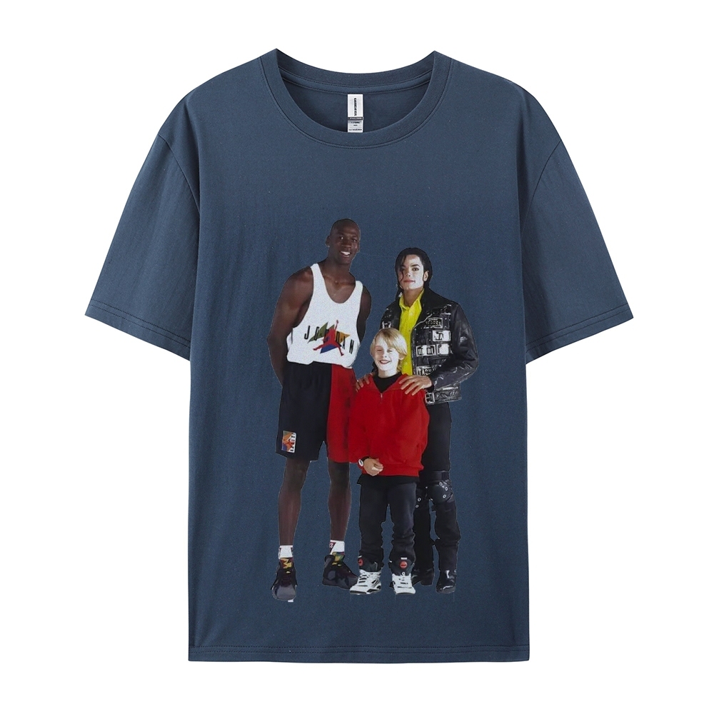 Unisex-Adult Ultra Cotton Washed T-Shirt Graphic MICHAEL JORDAN-MICHAEL JACKSON-MACAULAY CULKIN TEE