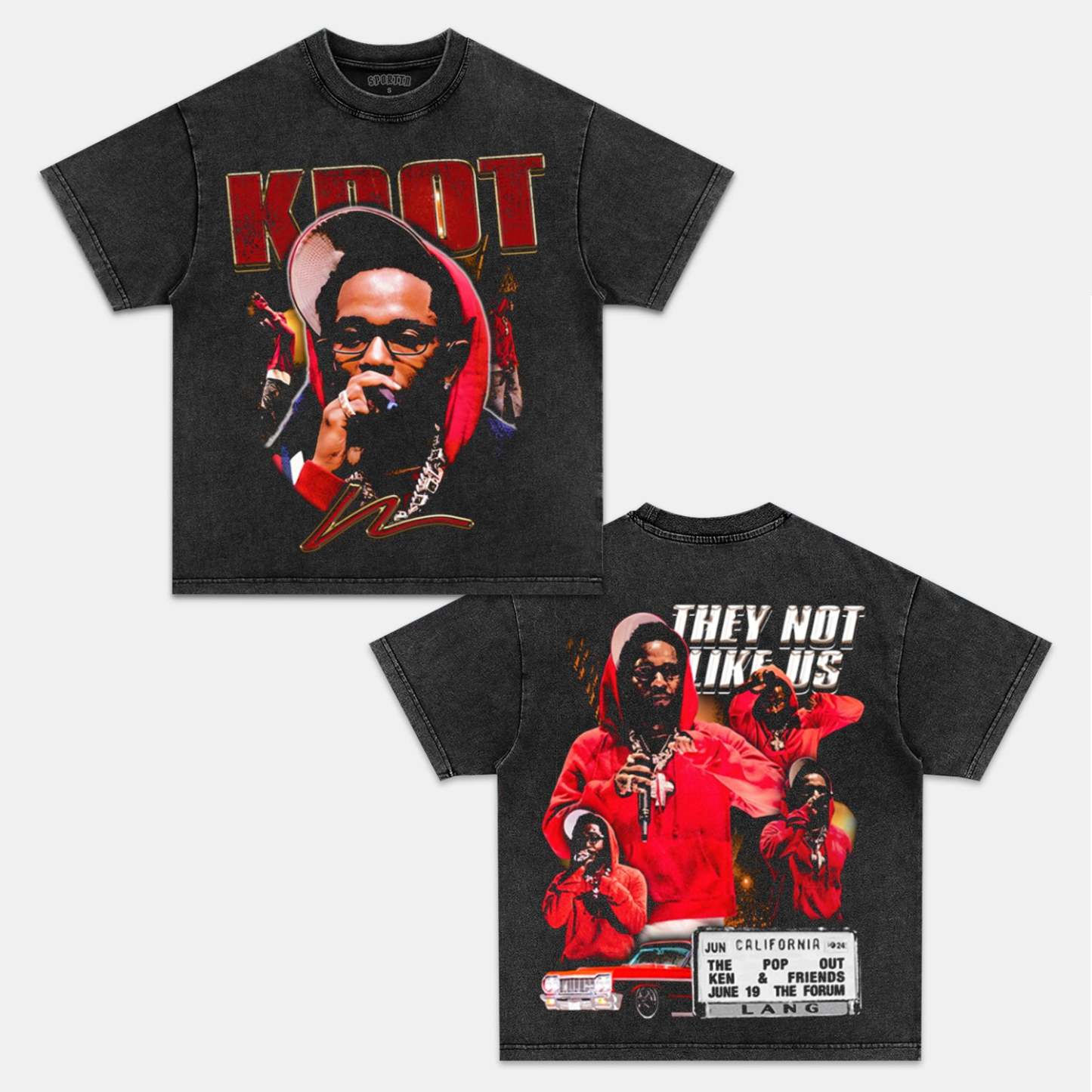 Unisex-Adult Ultra Cotton Washed T-Shirt Graphic NOT LIKE US K-DOT TEE