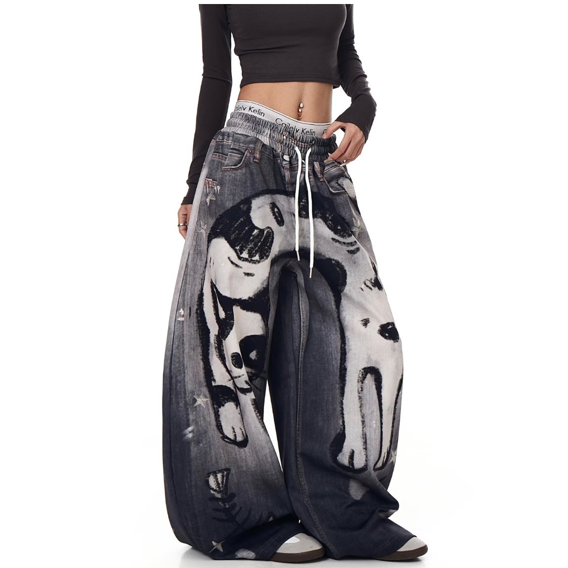 Cat Streetwear Y2K Embroidered Jeans