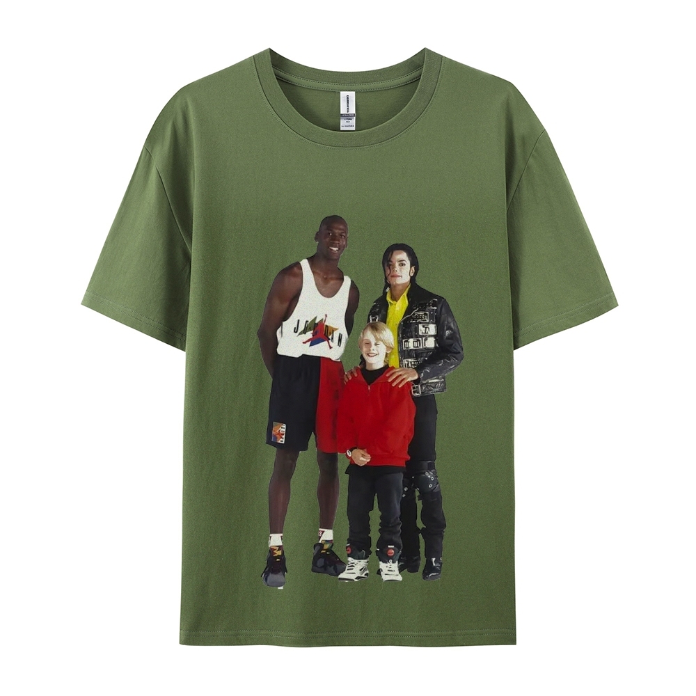 Unisex-Adult Ultra Cotton Washed T-Shirt Graphic MICHAEL JORDAN-MICHAEL JACKSON-MACAULAY CULKIN TEE
