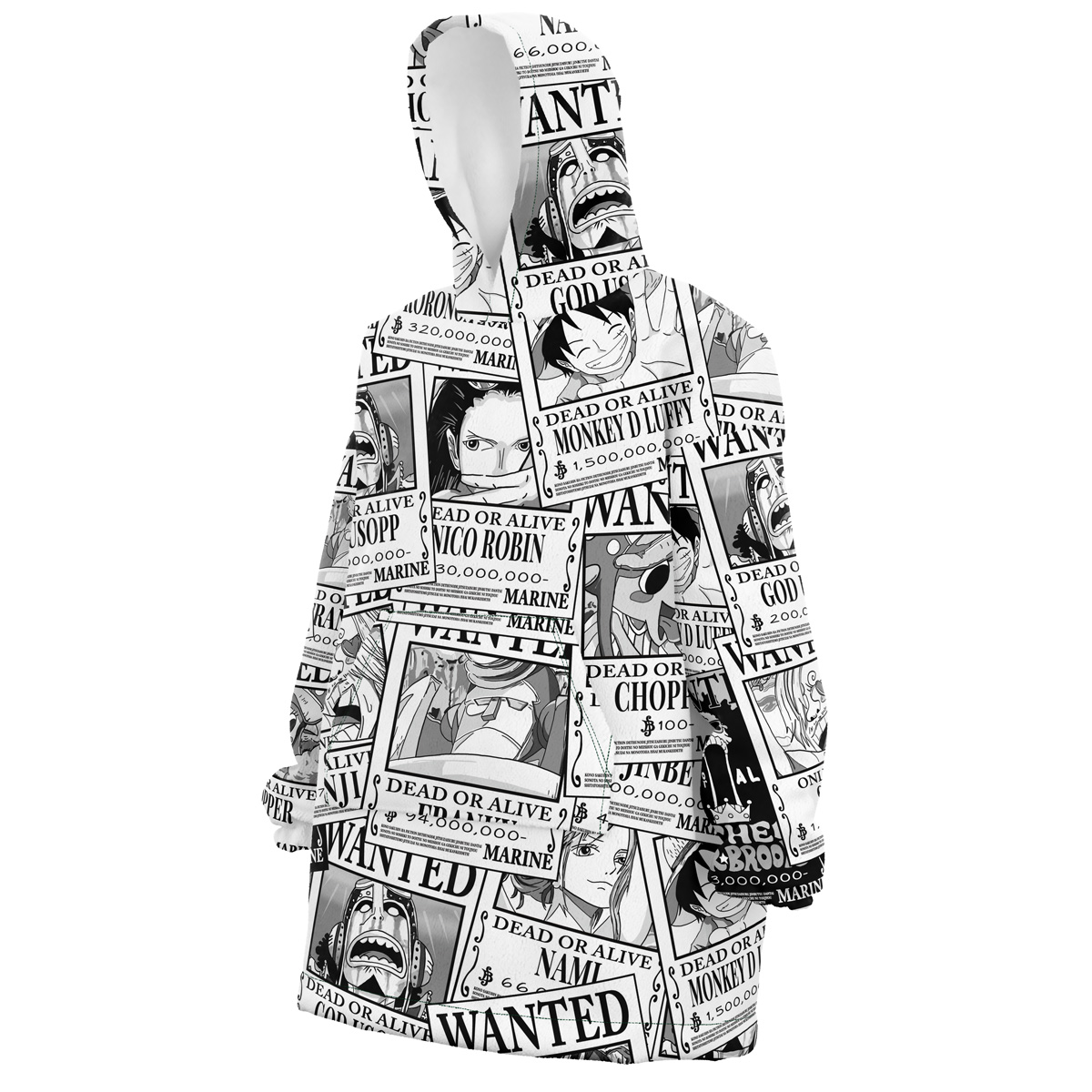 Straw Hat Wanted Pattern One Piece Snug Oversized Blanket Hoodie