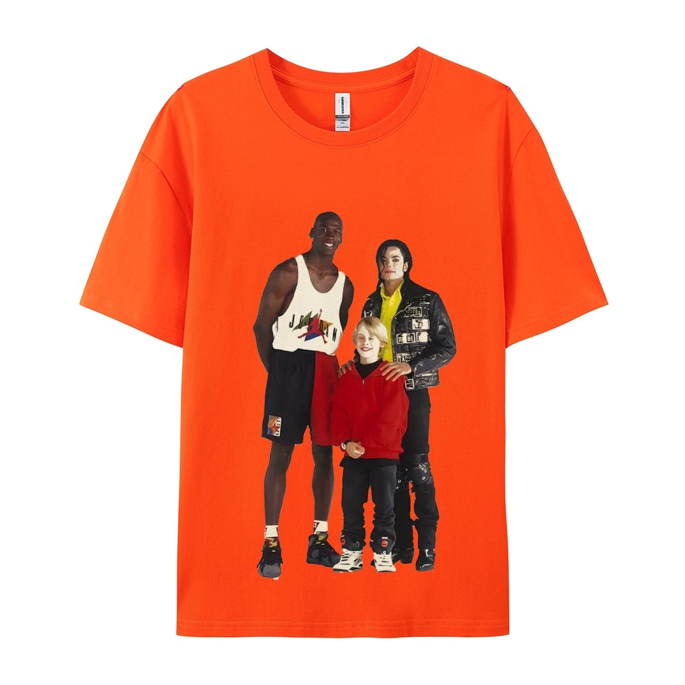 Unisex-Adult Ultra Cotton Washed T-Shirt Graphic MICHAEL JORDAN-MICHAEL JACKSON-MACAULAY CULKIN TEE
