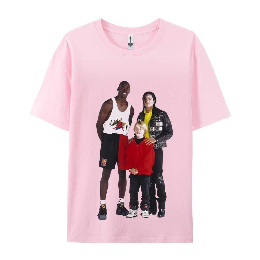 Unisex-Adult Ultra Cotton Washed T-Shirt Graphic MICHAEL JORDAN-MICHAEL JACKSON-MACAULAY CULKIN TEE