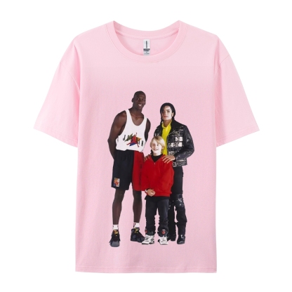 Unisex-Adult Ultra Cotton Washed T-Shirt Graphic MICHAEL JORDAN-MICHAEL JACKSON-MACAULAY CULKIN TEE 