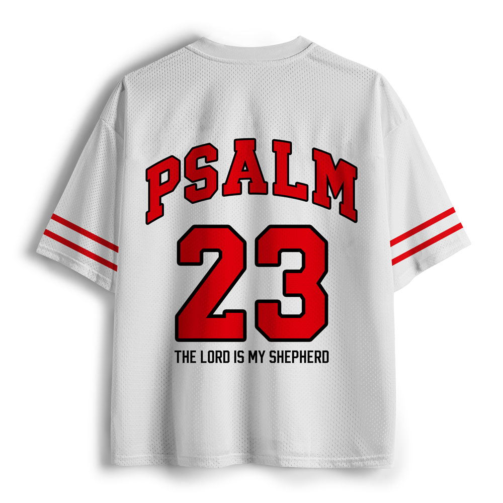 Psalm 23 The Lord Is My Shepherd White Christian Mesh Jersey