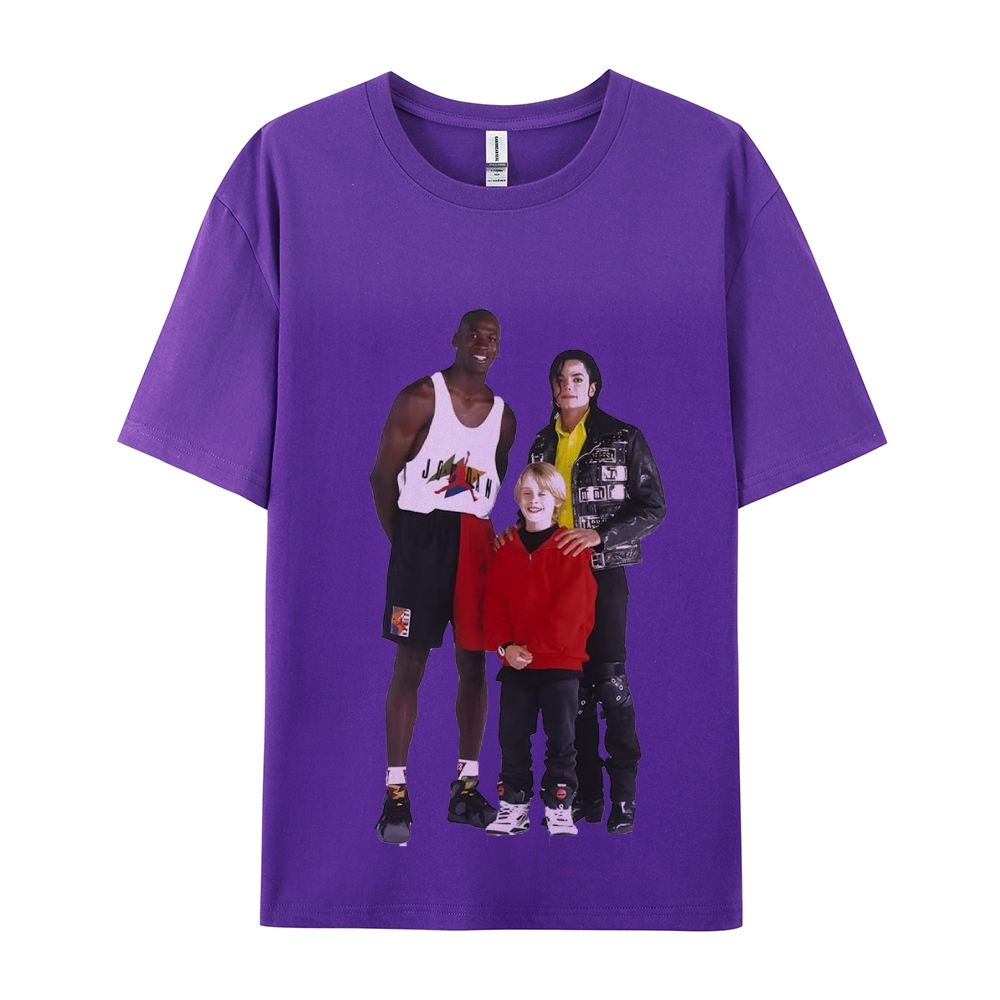 Unisex-Adult Ultra Cotton Washed T-Shirt Graphic MICHAEL JORDAN-MICHAEL JACKSON-MACAULAY CULKIN TEE