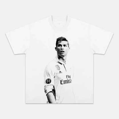 Unisex-Adult Ultra Cotton Washed T-Shirt Graphic CRISTIANO RONALDO TEE 