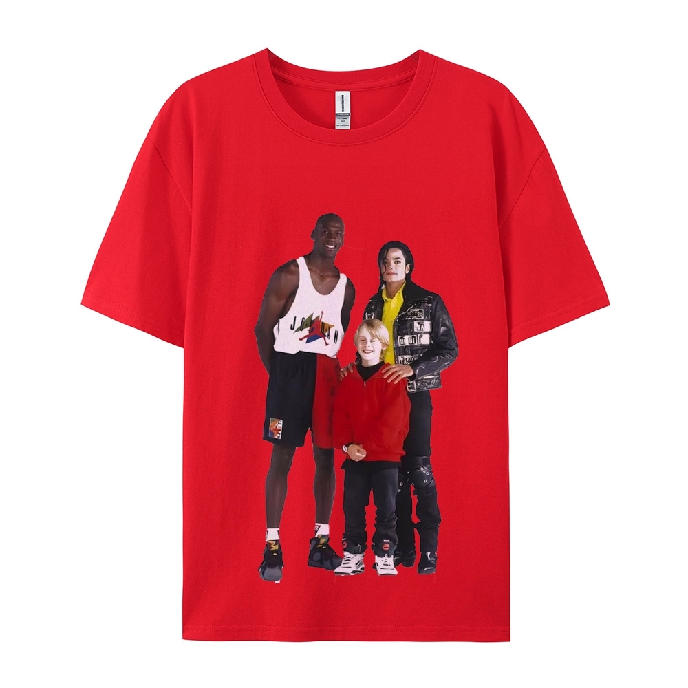 Unisex-Adult Ultra Cotton Washed T-Shirt Graphic MICHAEL JORDAN-MICHAEL JACKSON-MACAULAY CULKIN TEE