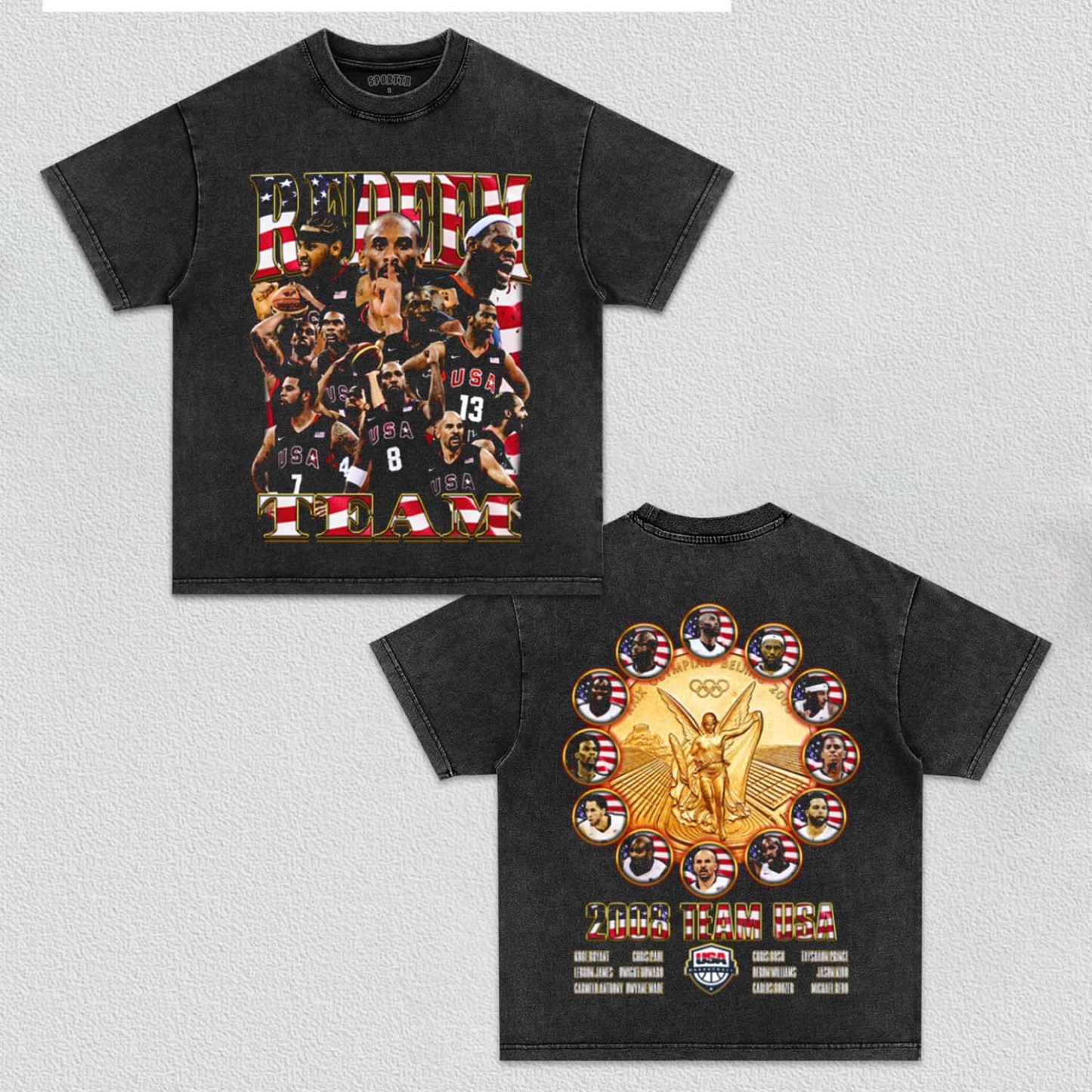Unisex-Adult Ultra Cotton Washed T-Shirt Graphic Redeem Team Team USA 
