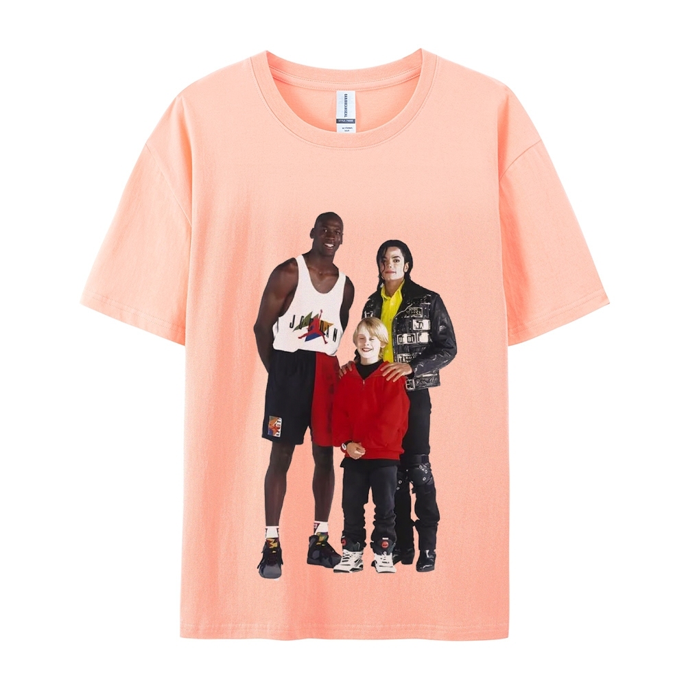 Unisex-Adult Ultra Cotton Washed T-Shirt Graphic MICHAEL JORDAN-MICHAEL JACKSON-MACAULAY CULKIN TEE