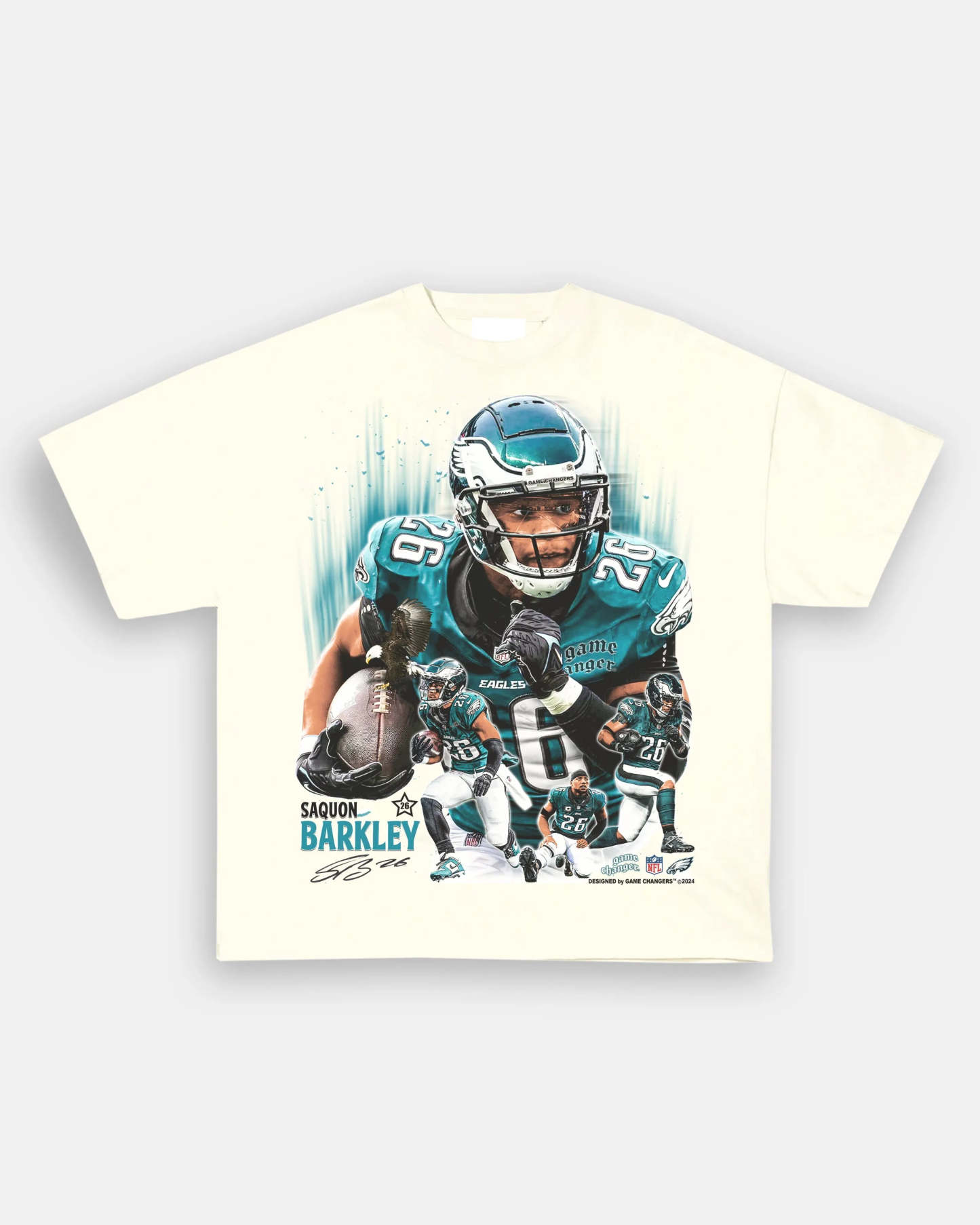 T-Shirt SAQUON BARKLEY - EAGLES Unisex-Adult Cotton Washed | TIDESENCE