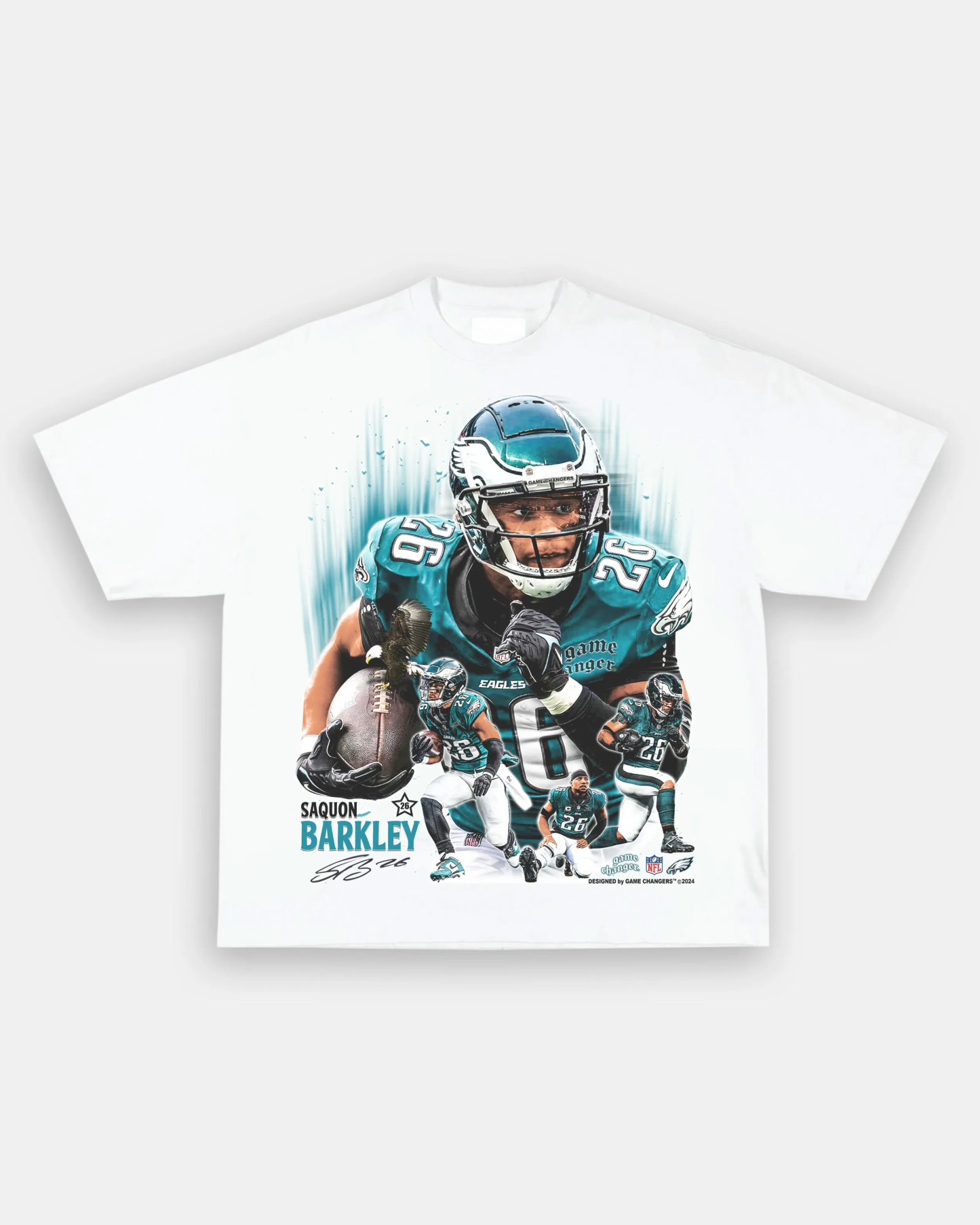 T-Shirt SAQUON BARKLEY - EAGLES Unisex-Adult Cotton Washed | TIDESENCE
