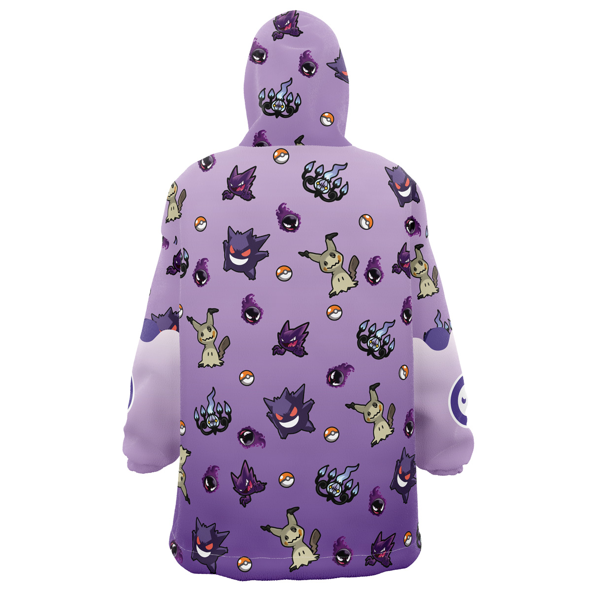 Ghost Type Pattern Pokemon Snug Oversized Blanket Hoodie