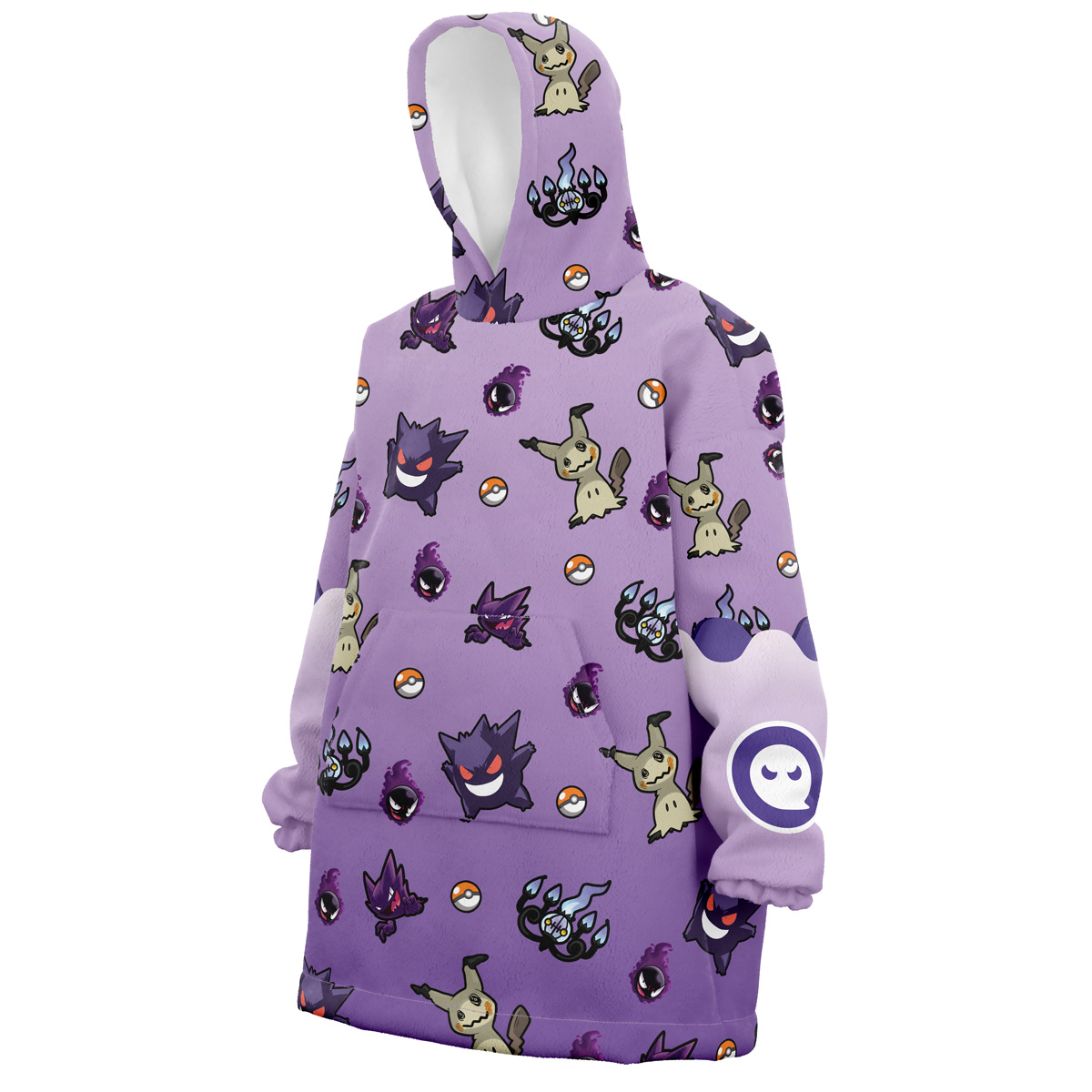 Ghost Type Pattern Pokemon Snug Oversized Blanket Hoodie