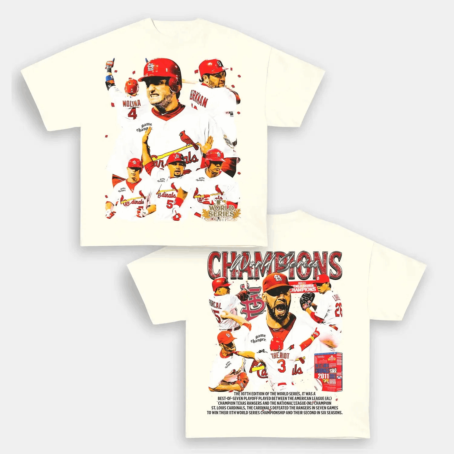 Unisex-Adult Ultra Cotton Washed T-Shirt Graphic 2011 WORLD SERIES CHAMPS - CARDINALS TEE