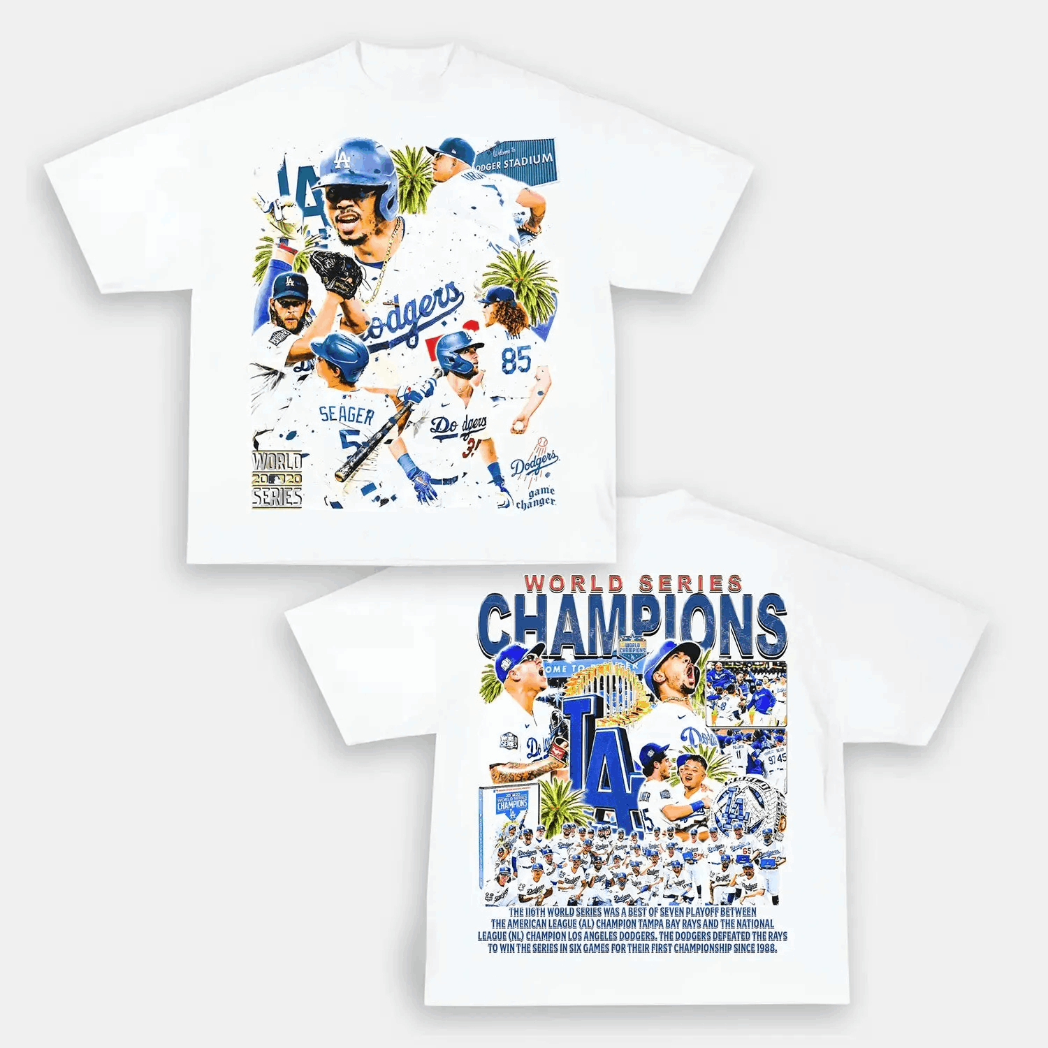 Unisex-Adult Ultra Cotton Washed T-Shirt Graphic 2020 WORLD SERIES CHAMPS - DODGERS TEE