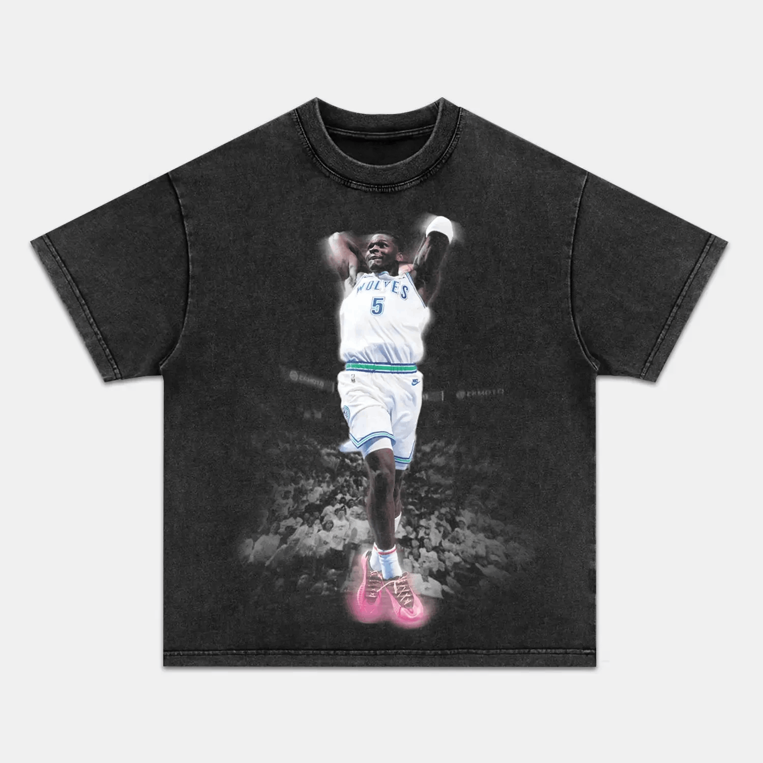 Unisex-Adult Ultra Cotton Washed T-Shirt Graphic ANTHONY EDWARDS VINTAGE TEE 