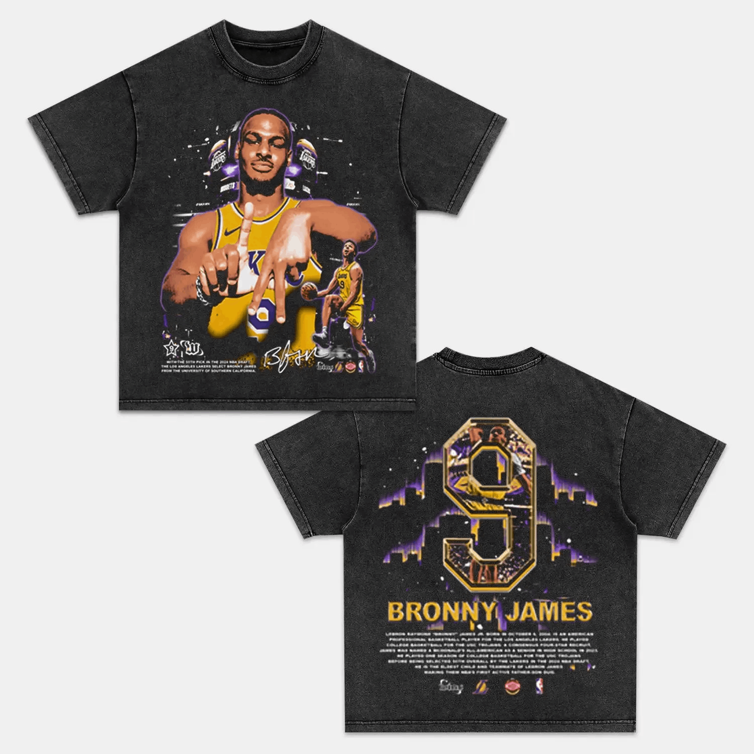 Unisex-Adult Ultra Cotton Washed T-Shirt Graphic  BRONNY TEE 
