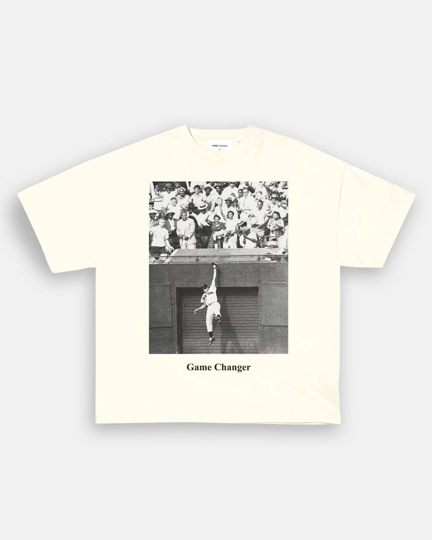 Unisex-Adult Ultra Cotton Washed T-Shirt Graphic WILLIE MAYS - LEAPING CATCH TEE