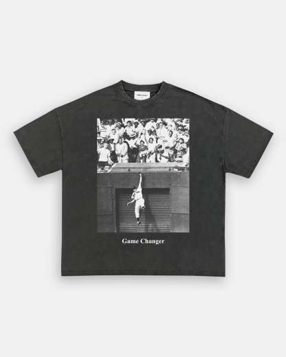 Unisex-Adult Ultra Cotton Washed T-Shirt Graphic WILLIE MAYS - LEAPING CATCH TEE