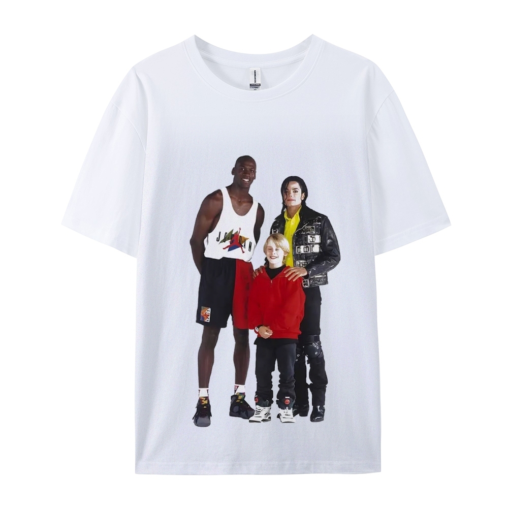 Unisex-Adult Ultra Cotton Washed T-Shirt Graphic MICHAEL JORDAN-MICHAEL JACKSON-MACAULAY CULKIN TEE