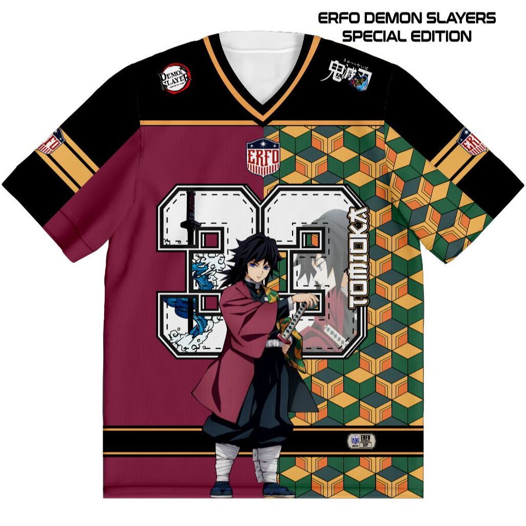 Anime Demon Slayer Jersey Oversize Giyu Tomioka No 33 Kimetsu No Yaiba Kaos