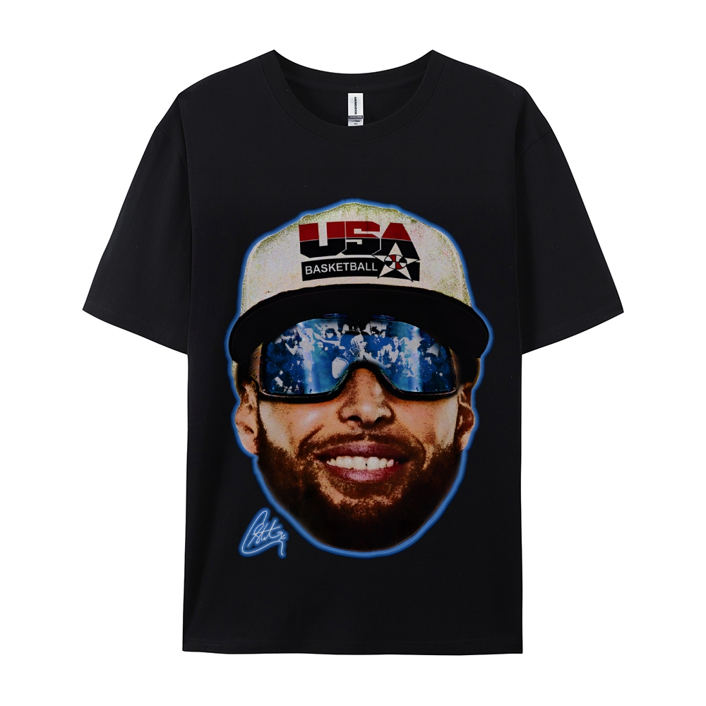 Unisex-Adult Ultra  Washed T-Shirt Graphic "Chef Curry" Team USA Big Face T-Shirt