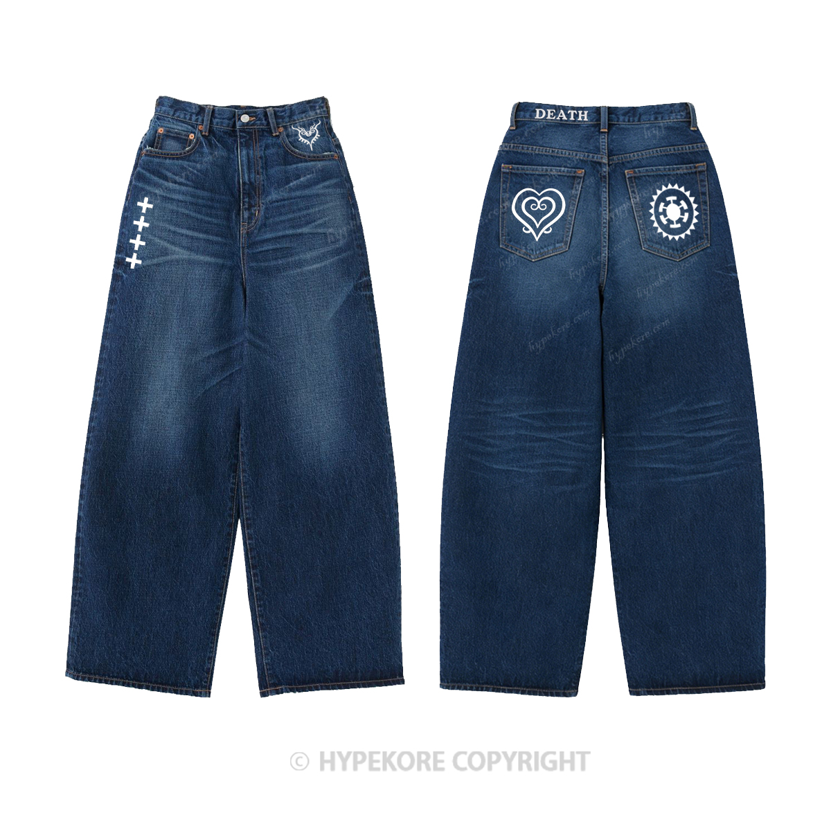 Heart pattern Washed Jeans