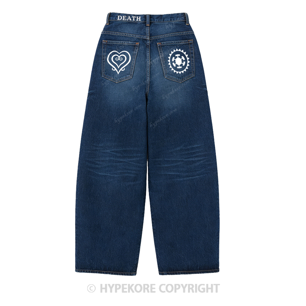 Heart pattern Washed Jeans