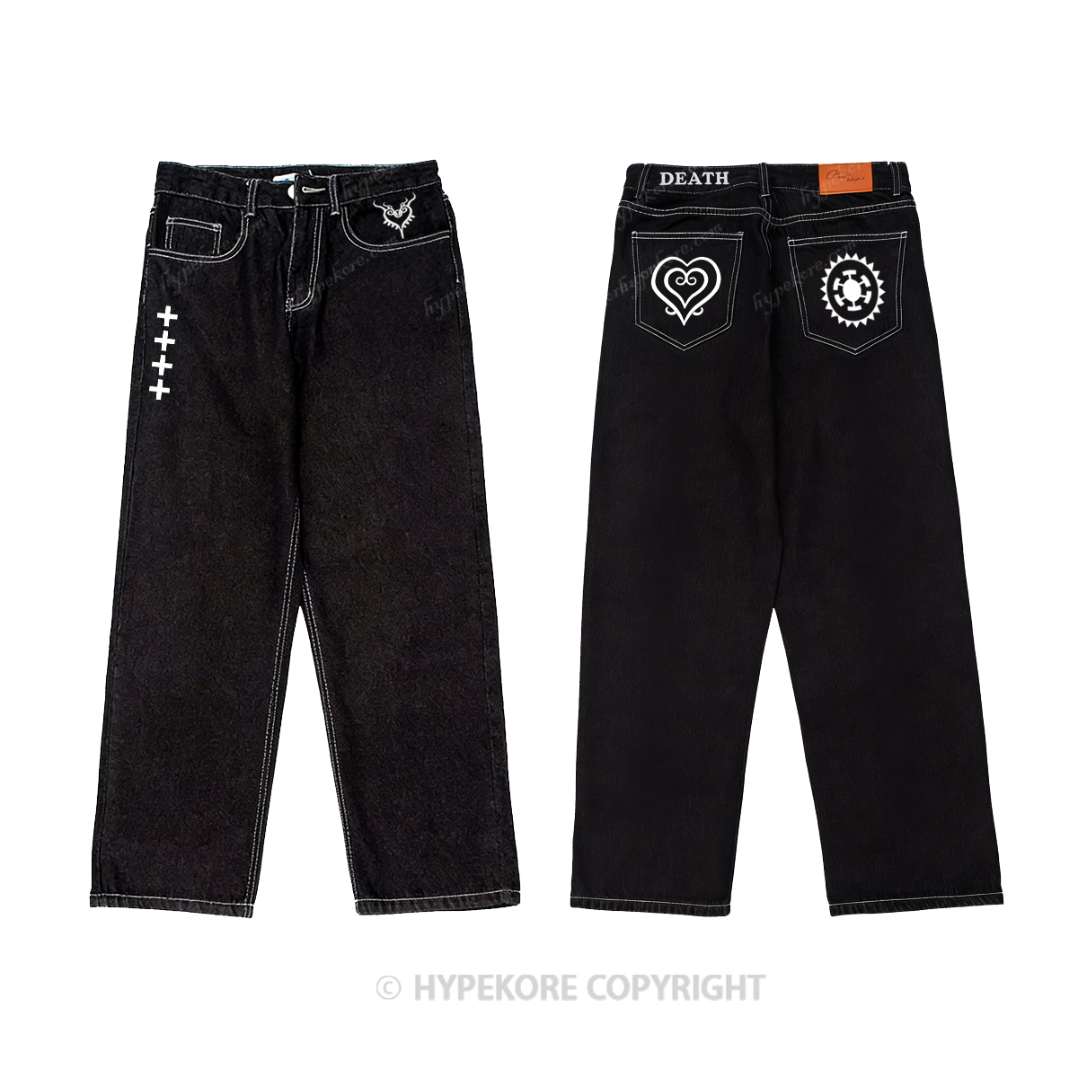 Heart pattern Washed Jeans