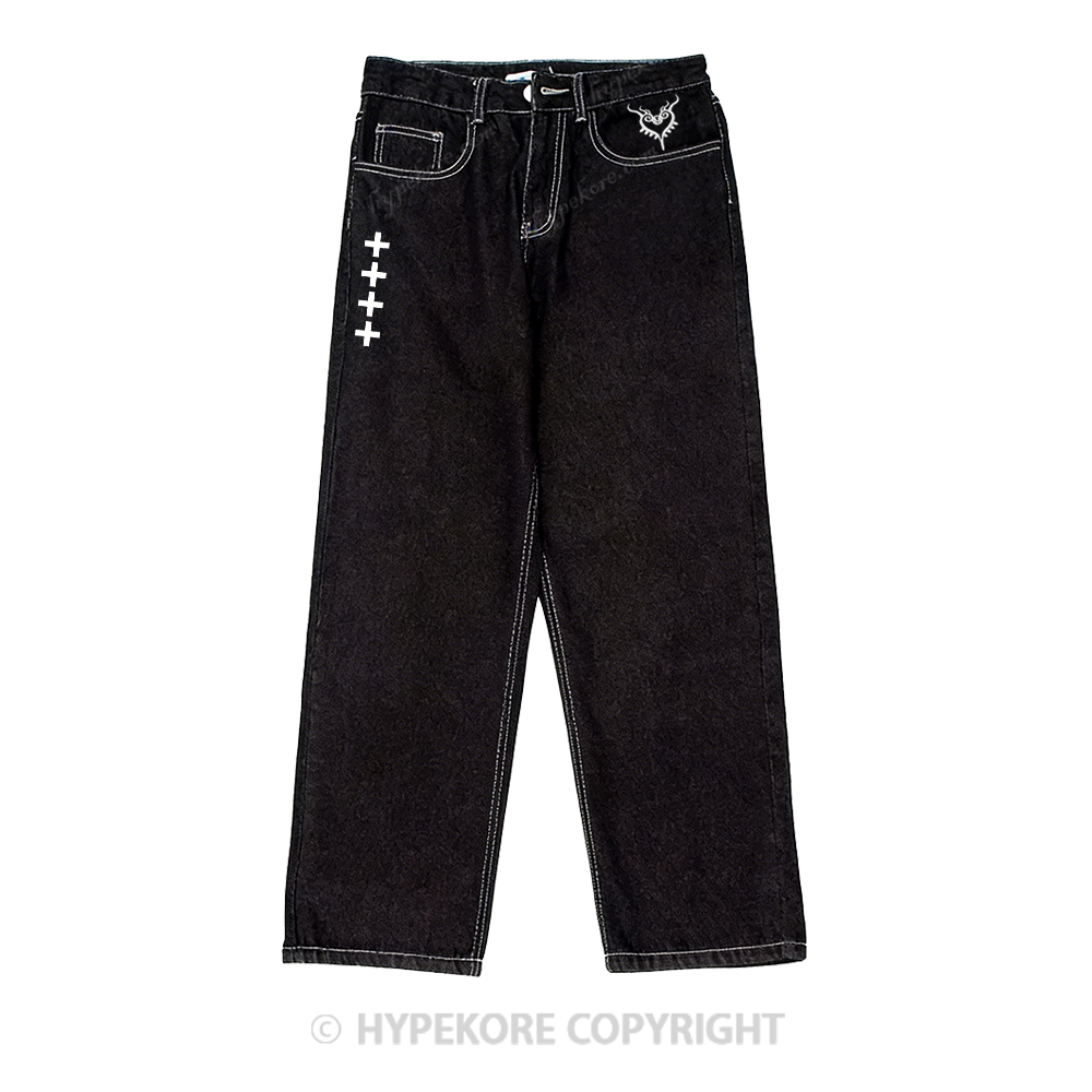 Heart pattern Washed Jeans