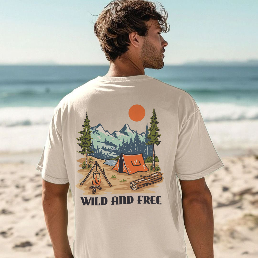 Cotton T-Shirt | Wild and Free Casual Short Sleeve TEE | TIDESENCE