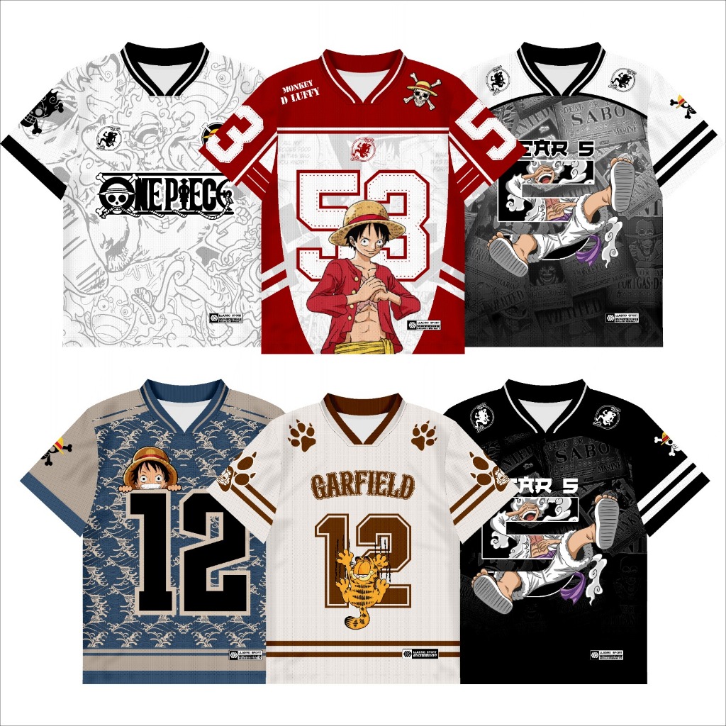 Jersey Anime One Piece Series Oversize / Jersey OnePiece Series 2 / Jersey Karakter Anime / Vintage / Boxy / Unisex / NFL / Garfield / full printing