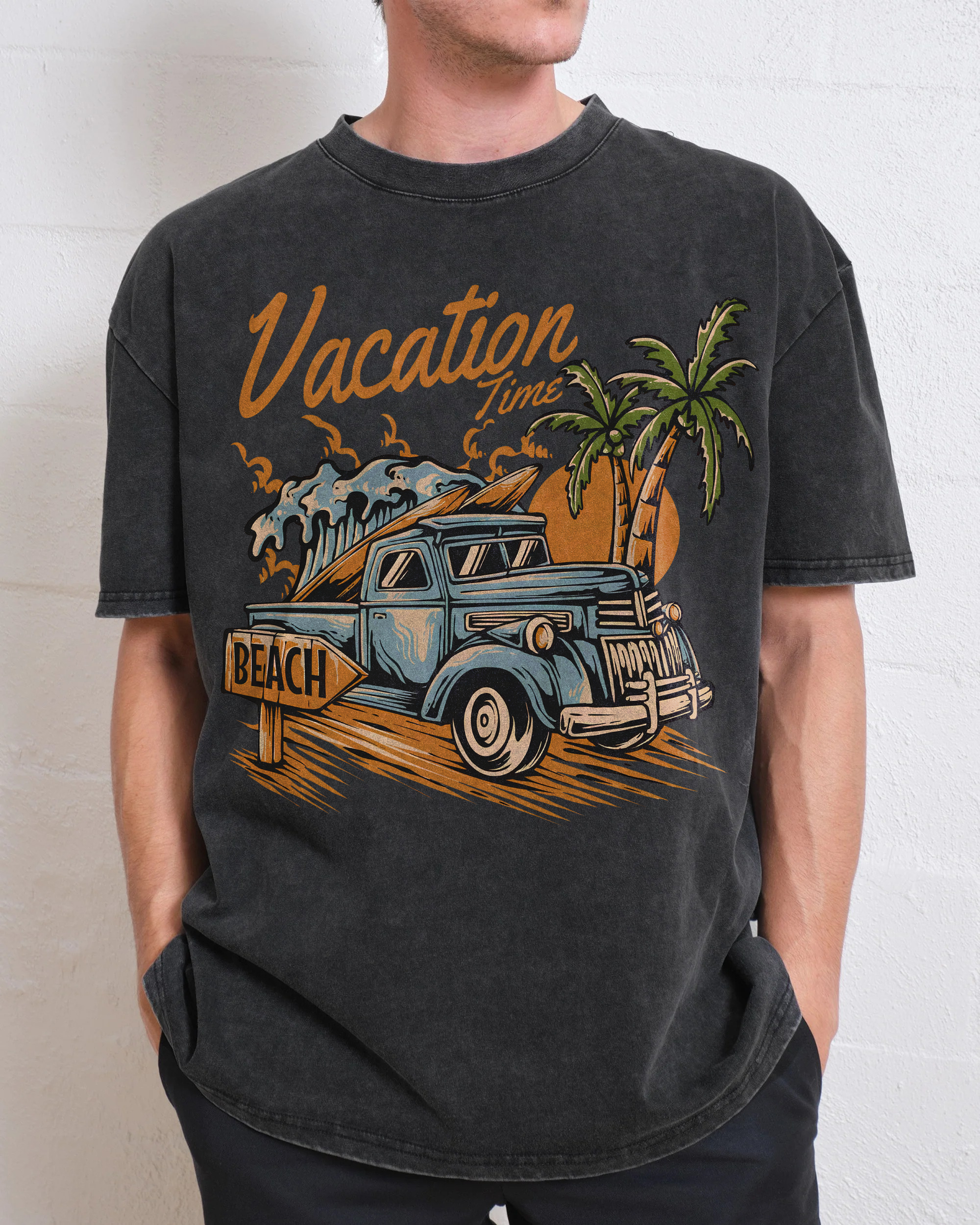 Washed T-Shirt | Surf Summer Vacation Time Beach Unisex Fit | TIDESENCE