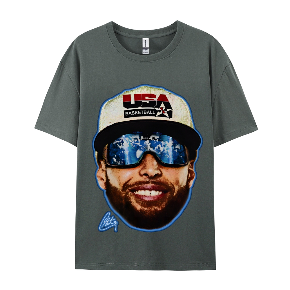 Unisex-Adult Ultra  Washed T-Shirt Graphic "Chef Curry" Team USA Big Face T-Shirt