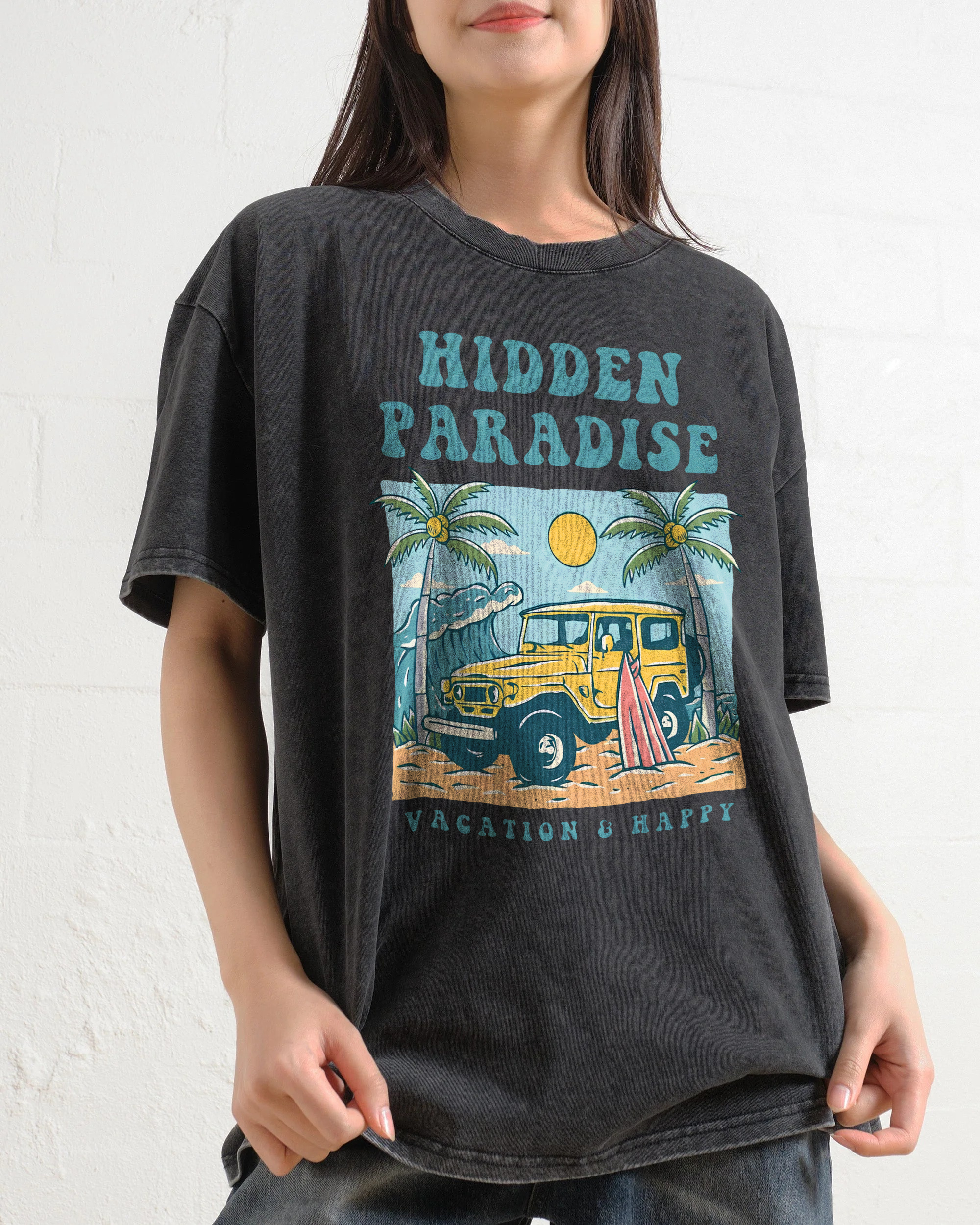 Washed T-Shirt | Surf Journey Unisex Fit Hidden Paradise | TIDESENCE