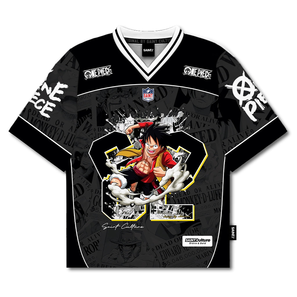 ⚪ Monkey D. Luffy – One Piece Black Edition Oversized Jersey
