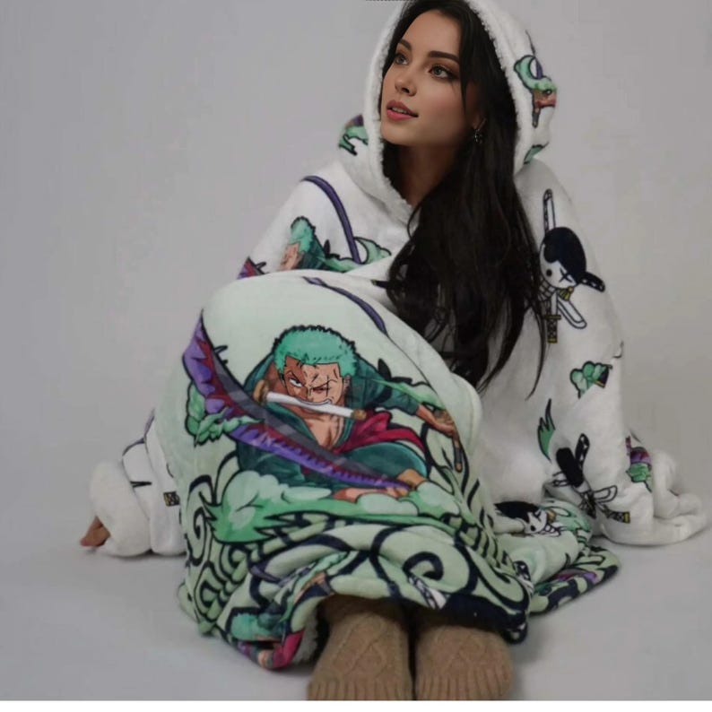 Anime Blanket Hoodie Unisex oversize snuggle Sherpa 