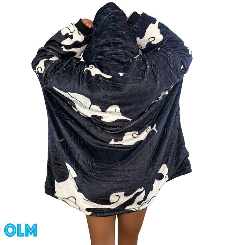 Anime wearable Blanket Hoodie  oversize snuggle Sherpa   unisex adults and kids