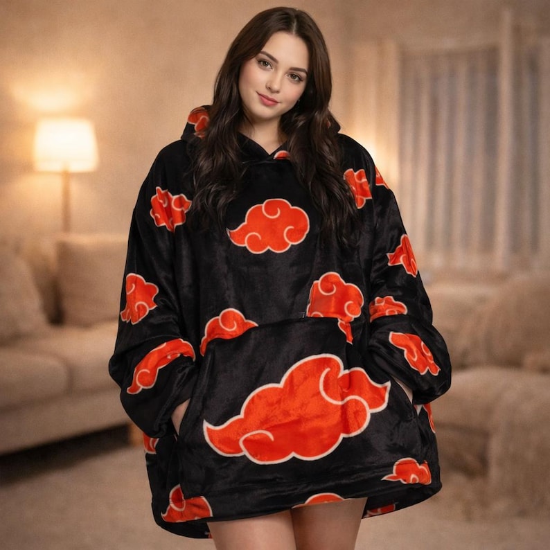 Unisex Anime Blanket Hooded Flannel Pajamas